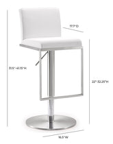Amalfi White Performance Vegan Leather Adjustable Stool Model: TOV-K3617